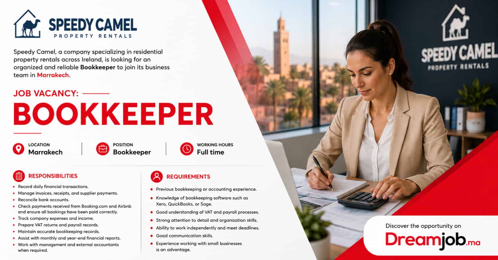 Speedy Camel is hiring a Junior Bookkeeper in Marrakesh