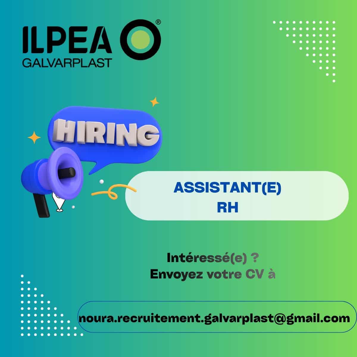 ILPEA Galvarplast recrute Assistant(e) RH