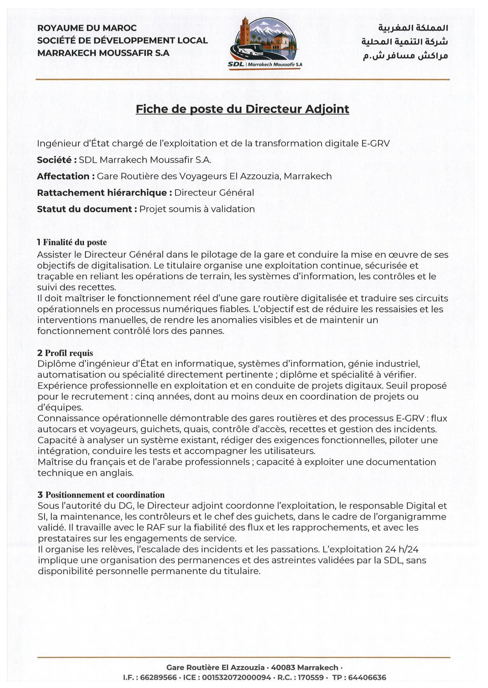 SDL Marrakech Moussafir recrute