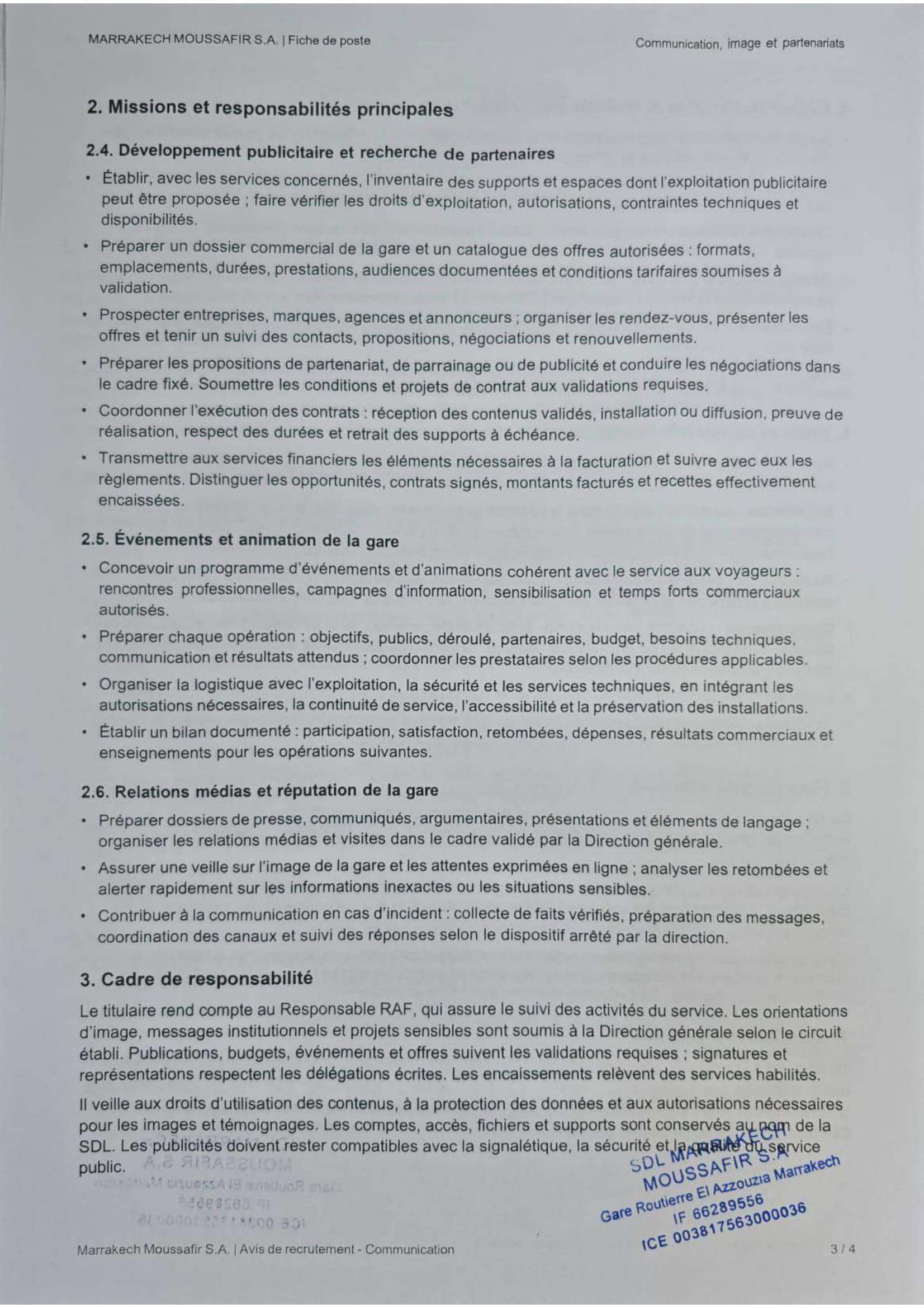 SDL Marrakech Moussafir recrute