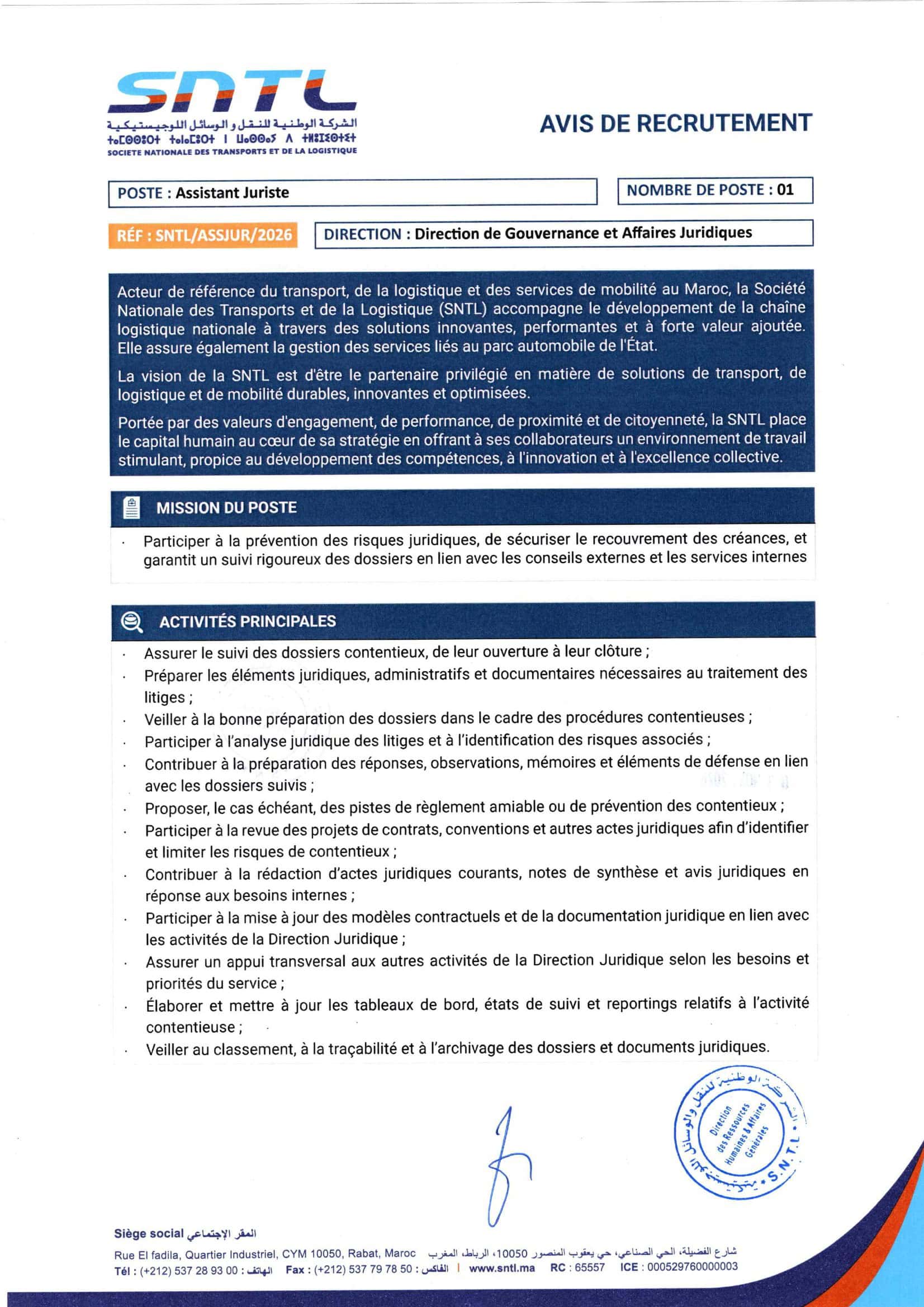 SNTL recrute