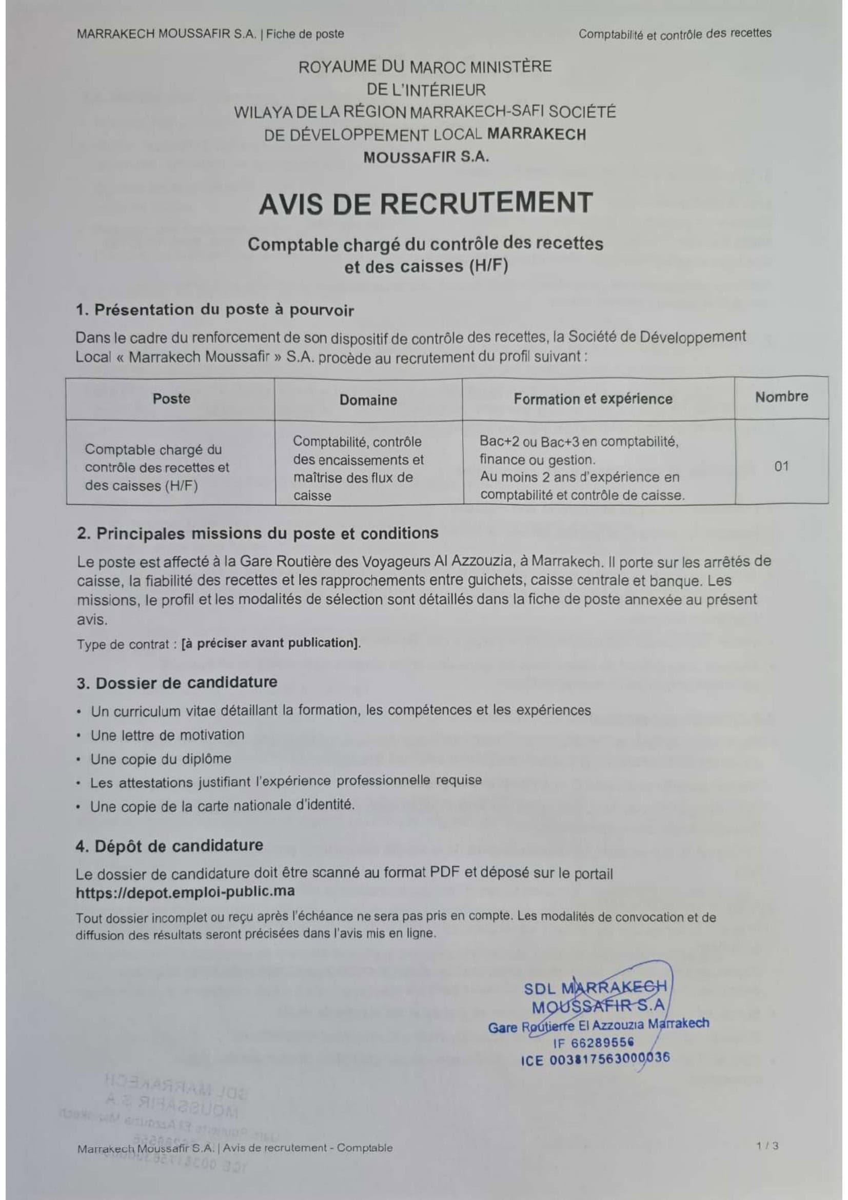 SDL Marrakech Moussafir recrute