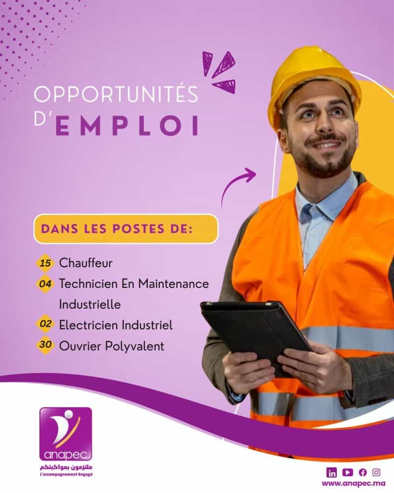 ANAPEC recrute Chauffeurs, Techniciens et Ouvriers