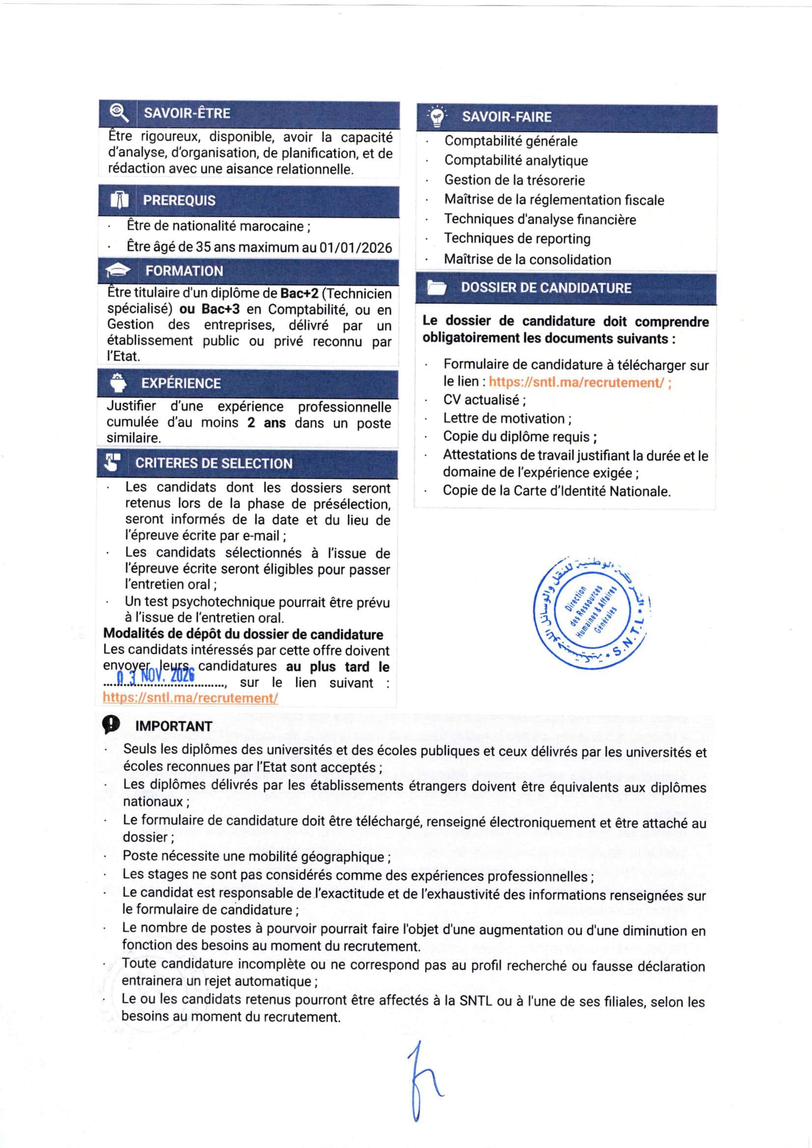 SNTL recrute
