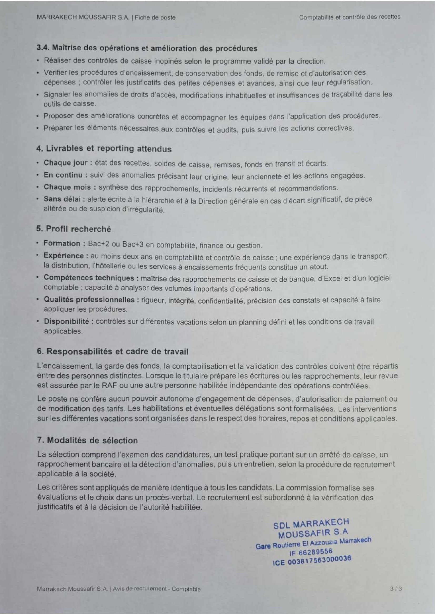 SDL Marrakech Moussafir recrute